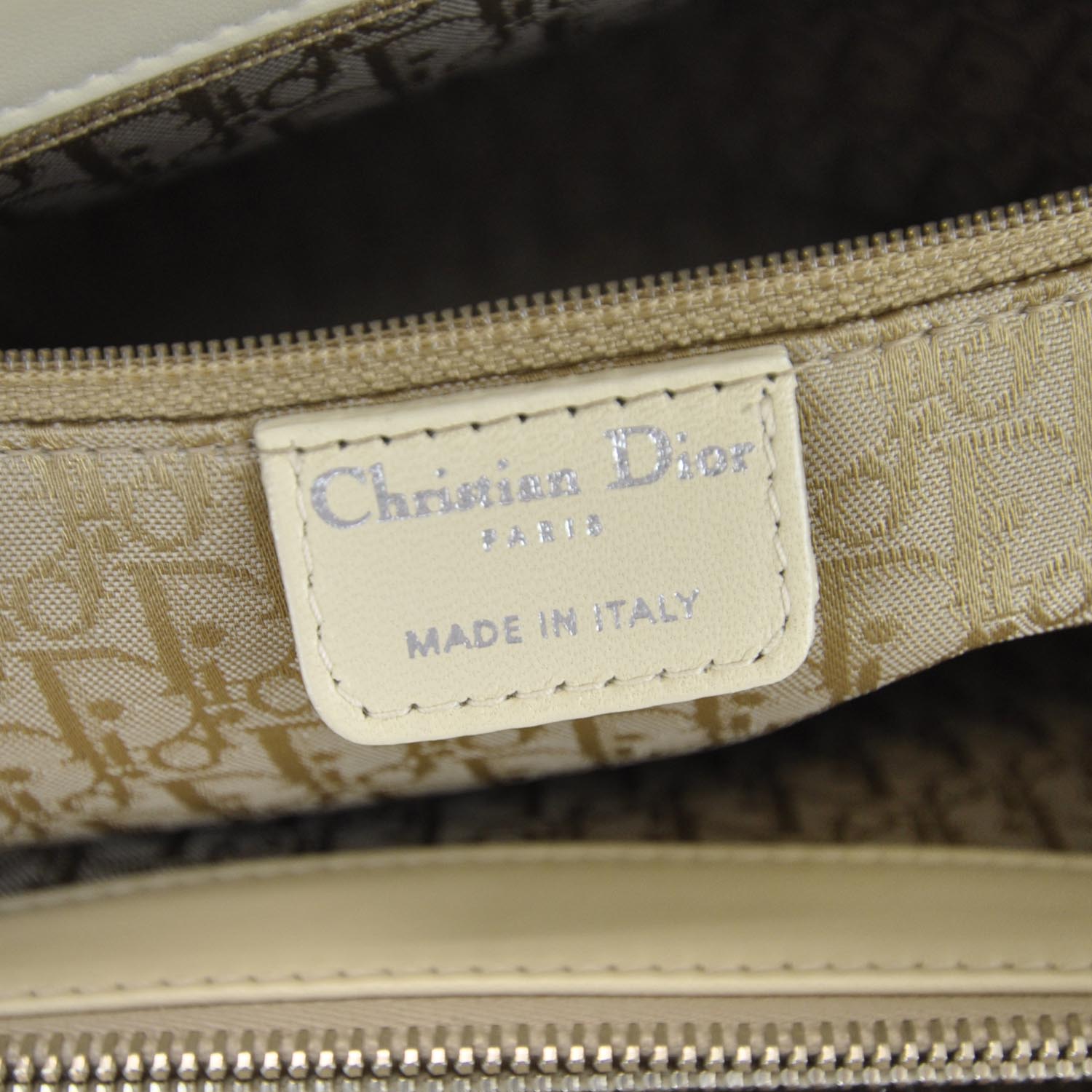 Christian Dior Calfskin Cannage Stitched Tote Beige 10 of 11