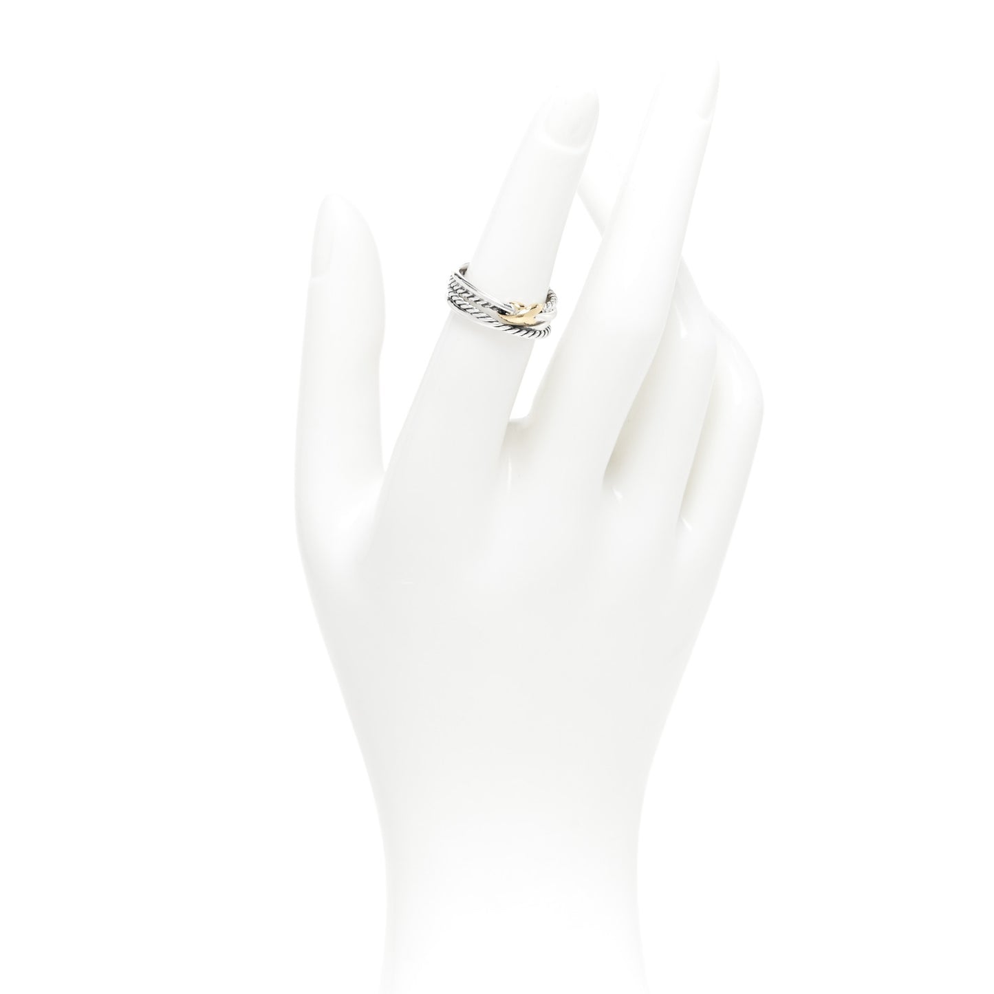 Sterling Silver 18K Yellow Gold 6mm X Crossover Ring 52 6