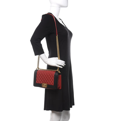 Chanel Lambskin Quilted Medium Boy Flap Red Black 2 of 12
