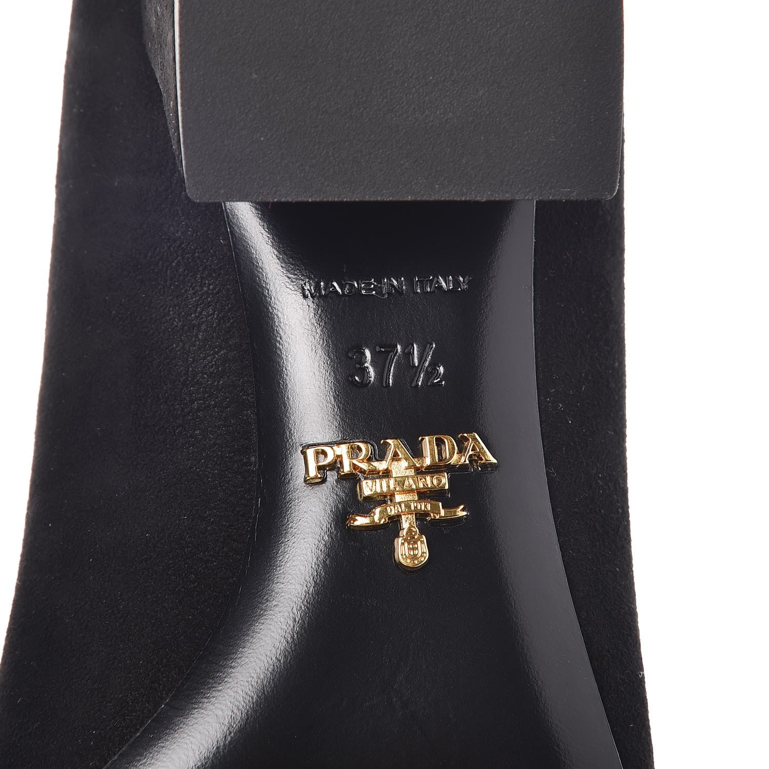 Prada Suede Button Flats 37.5 Black Petunia 8 of 10