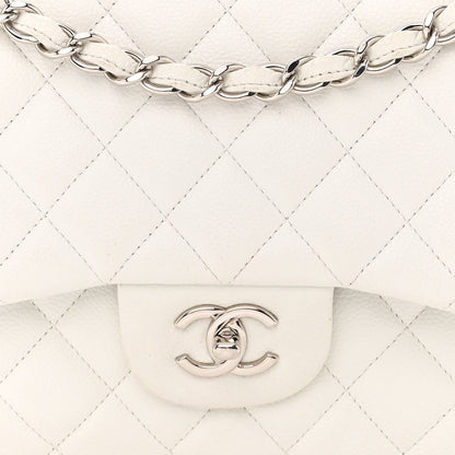 Chanel Caviar Quilted Jumbo Double Flap White 8 of 15