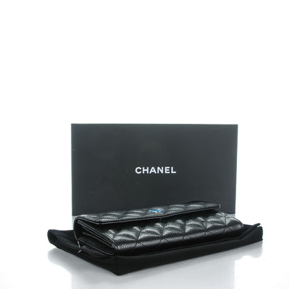 Chanel Caviar Quilted Large Gusset Flap Wallet Black 4 of 8