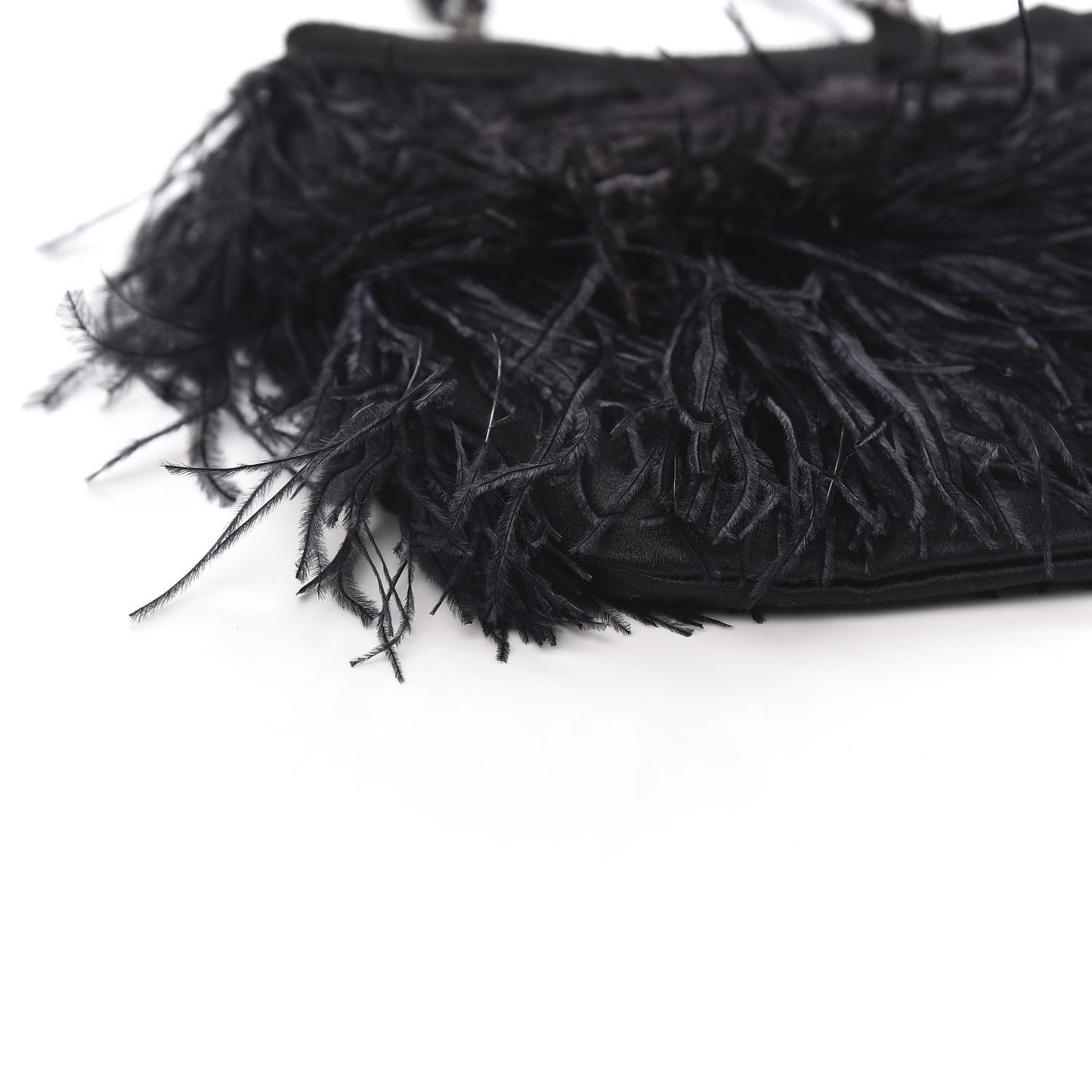 Piume Feather Satin Chain Tote Black