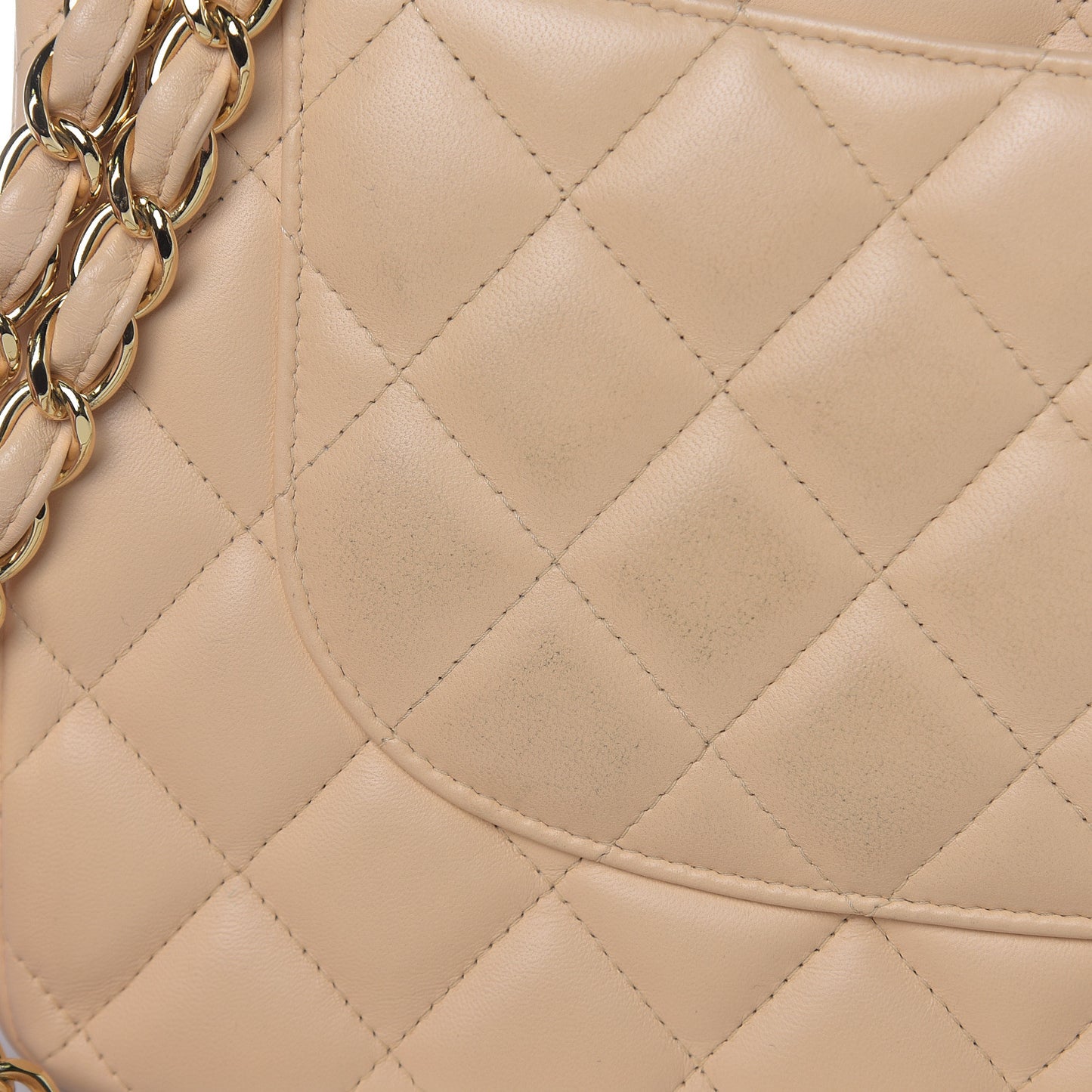 Lambskin Quilted Jumbo Double Flap Beige Clair
