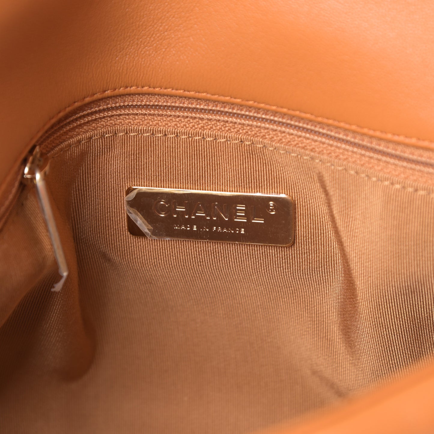 Lambskin Quilted Medium Chanel 19 Flap Light Brown