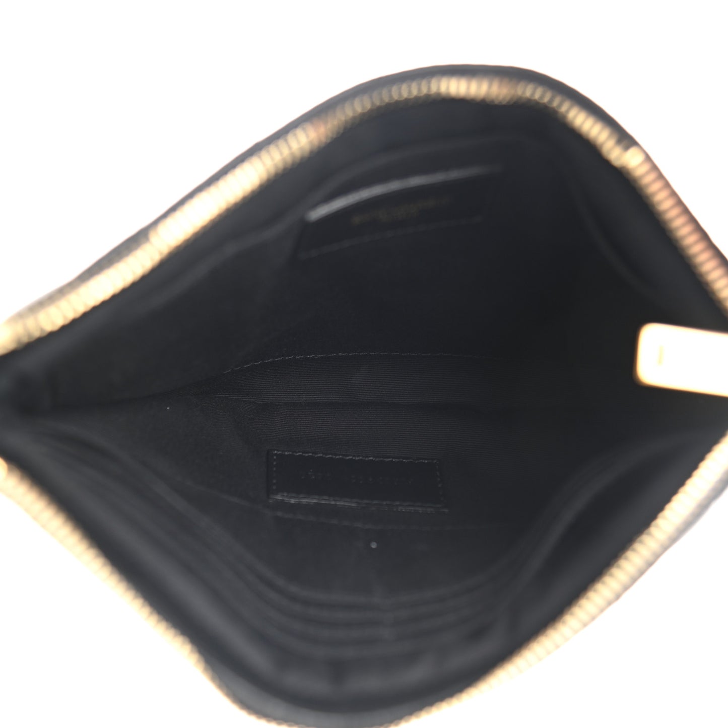 Calfskin Matelasse Chevron Monogram A5 Wristlet Black