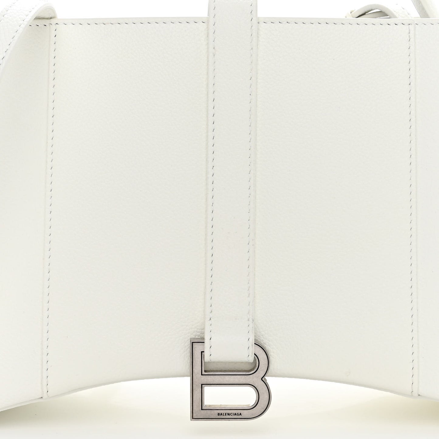 Grained Calfskin XS Hourglass East West Tote White