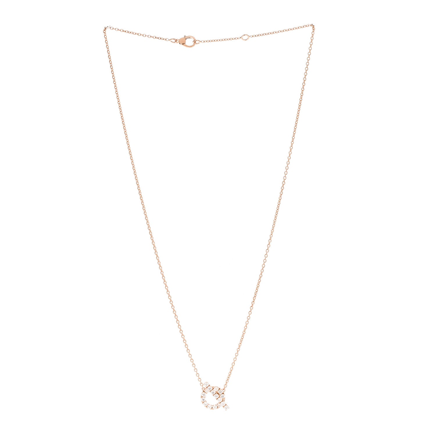 Hermes 18K Rose Gold Diamond Finesse Pendant Necklace 3 of 5