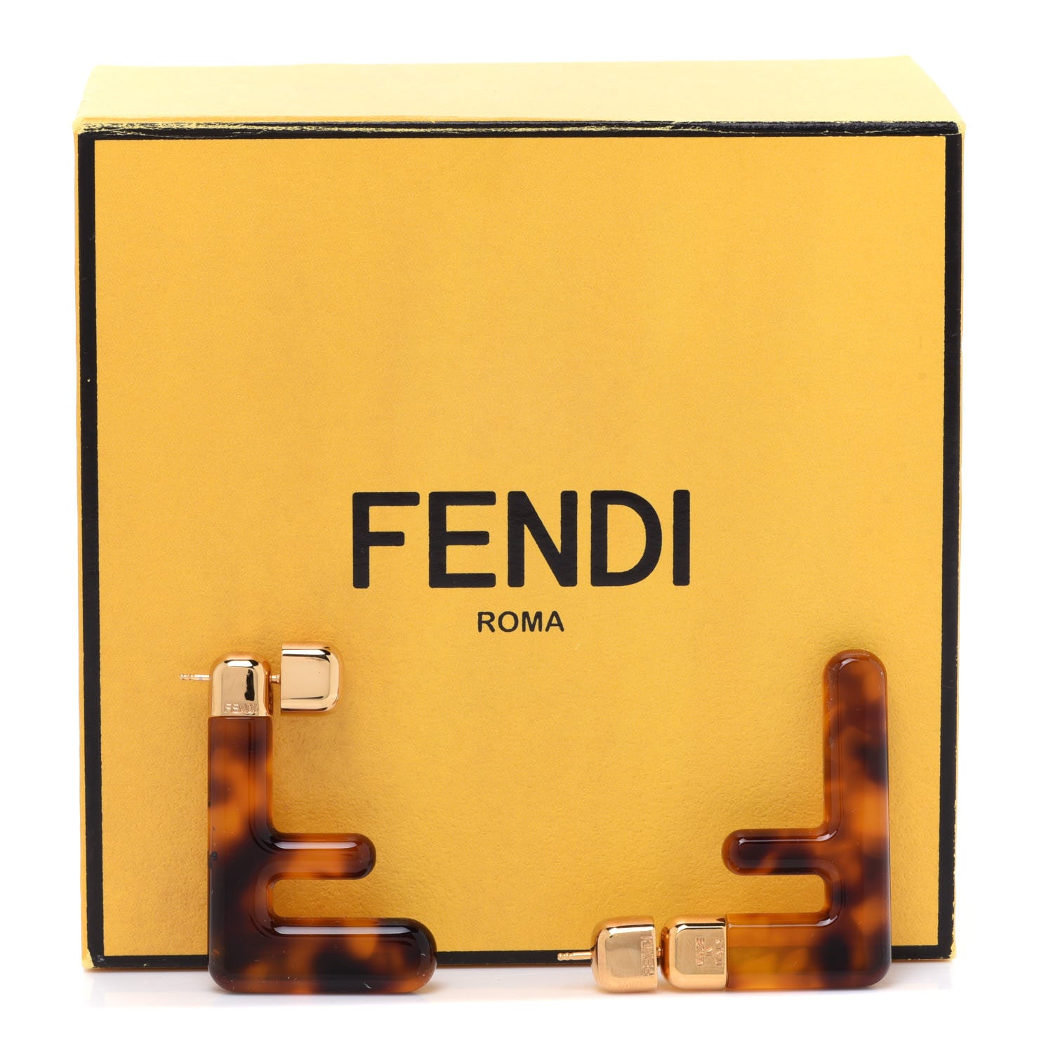 Fendi Plexiglass F Earrings Brown 6 of 6