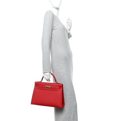 Hermes Epsom Kelly Sellier 32 Rouge Casaque 2 of 12