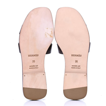 Hermes Box Calfskin Oran Sandals 35 Bordeaux 5 of 5