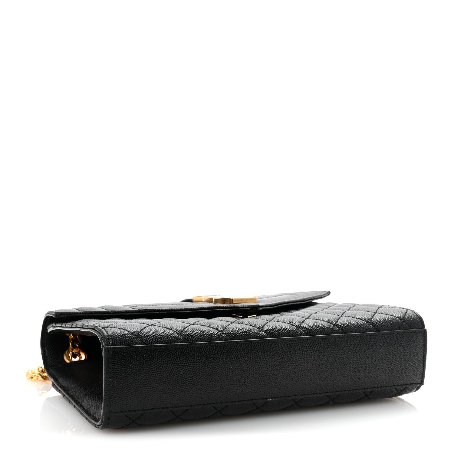 Saint Laurent Grain De Poudre Textured Mixed Matelasse Triquilt Medium Monogram Satchel Black 4 of 9