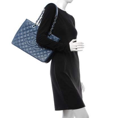 Chanel Caviar Quilted Grand Shopping Tote GST Dark Blue 2 of 8