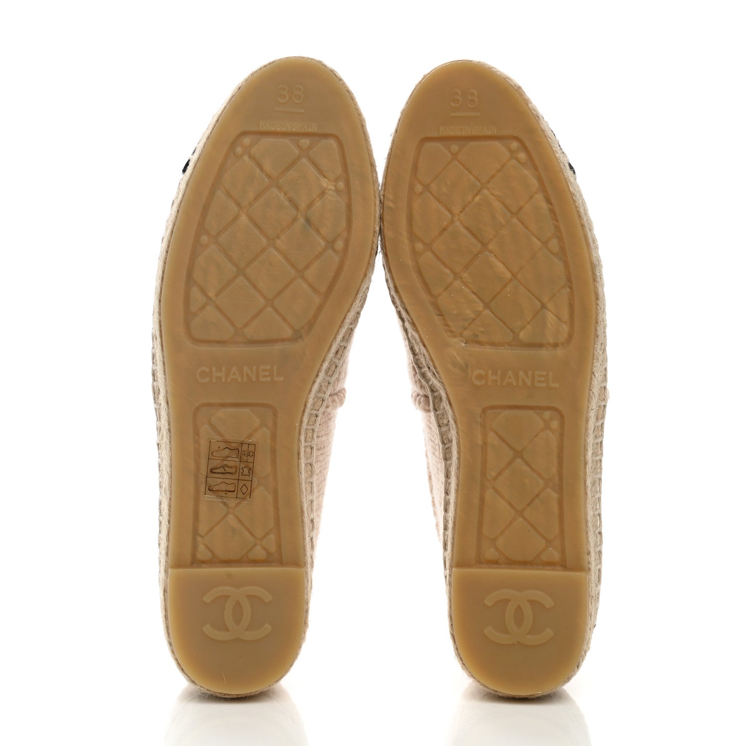 Chanel Knitted Wool Lambskin Chain CC Espadrilles 38 Beige Black 5 of 10