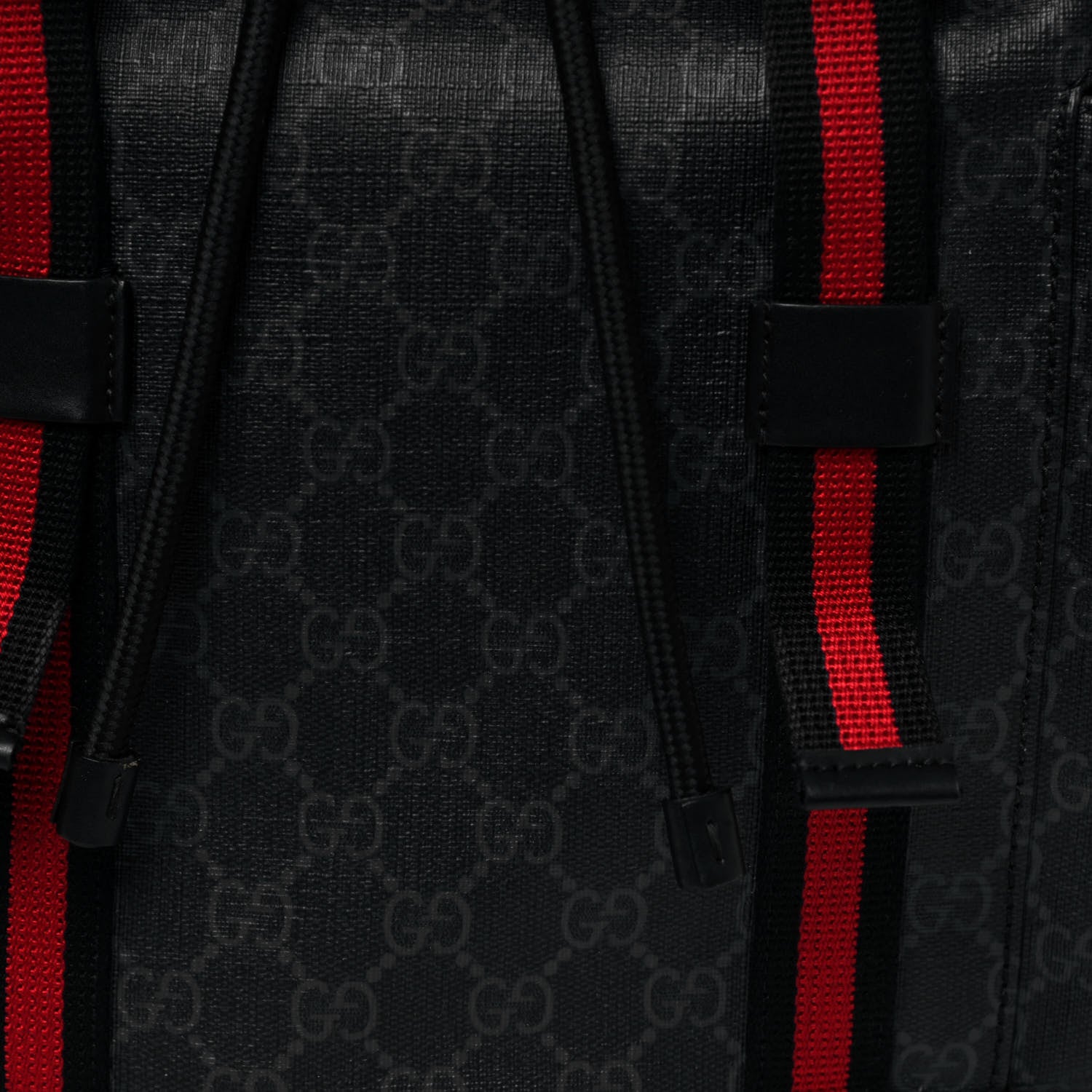 Gucci Soft GG Supreme Monogram Appia Calfskin Web Double Buckle Backpack Black 8 of 15