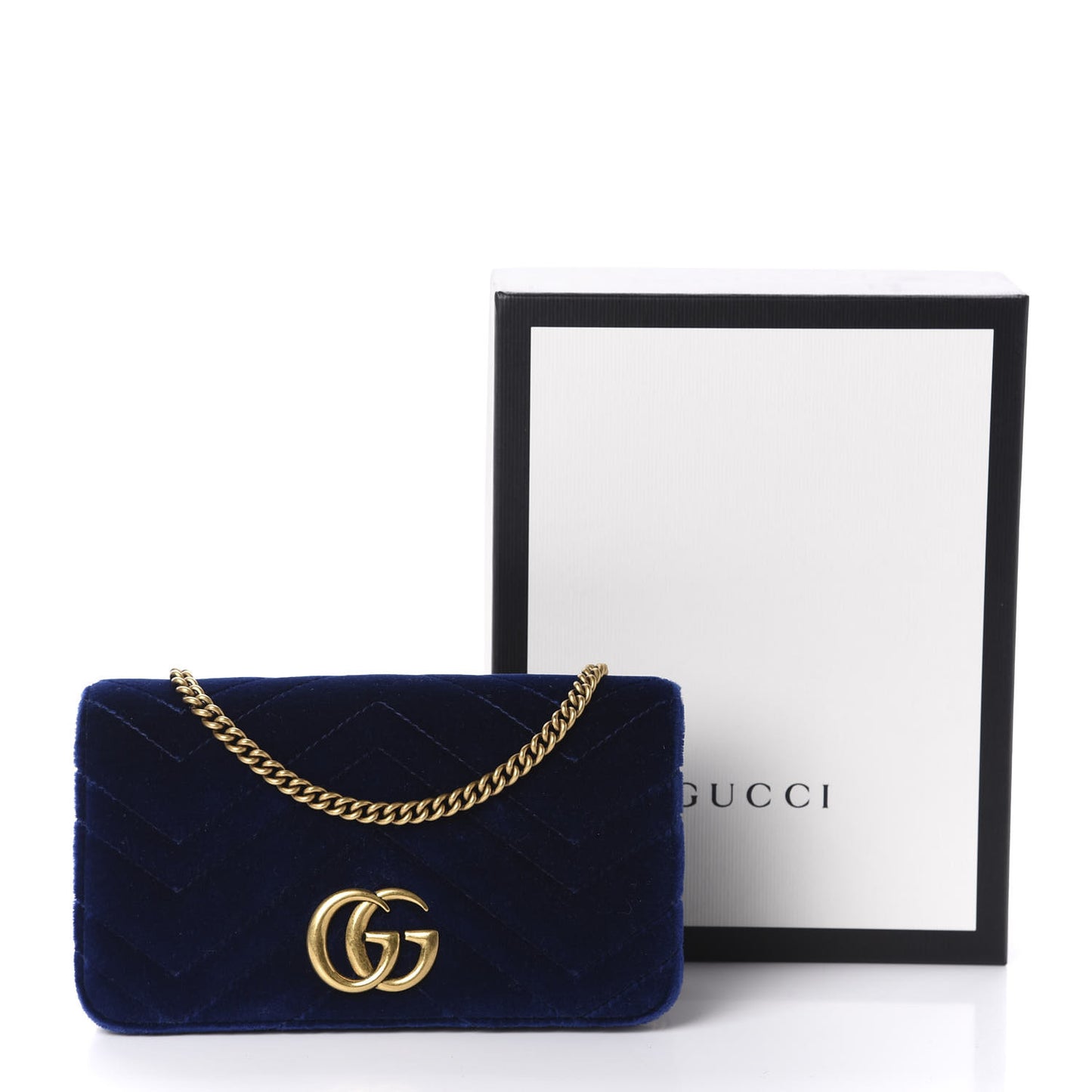 Velvet Matelasse GG Marmont Mini Bag Cobalt Blue