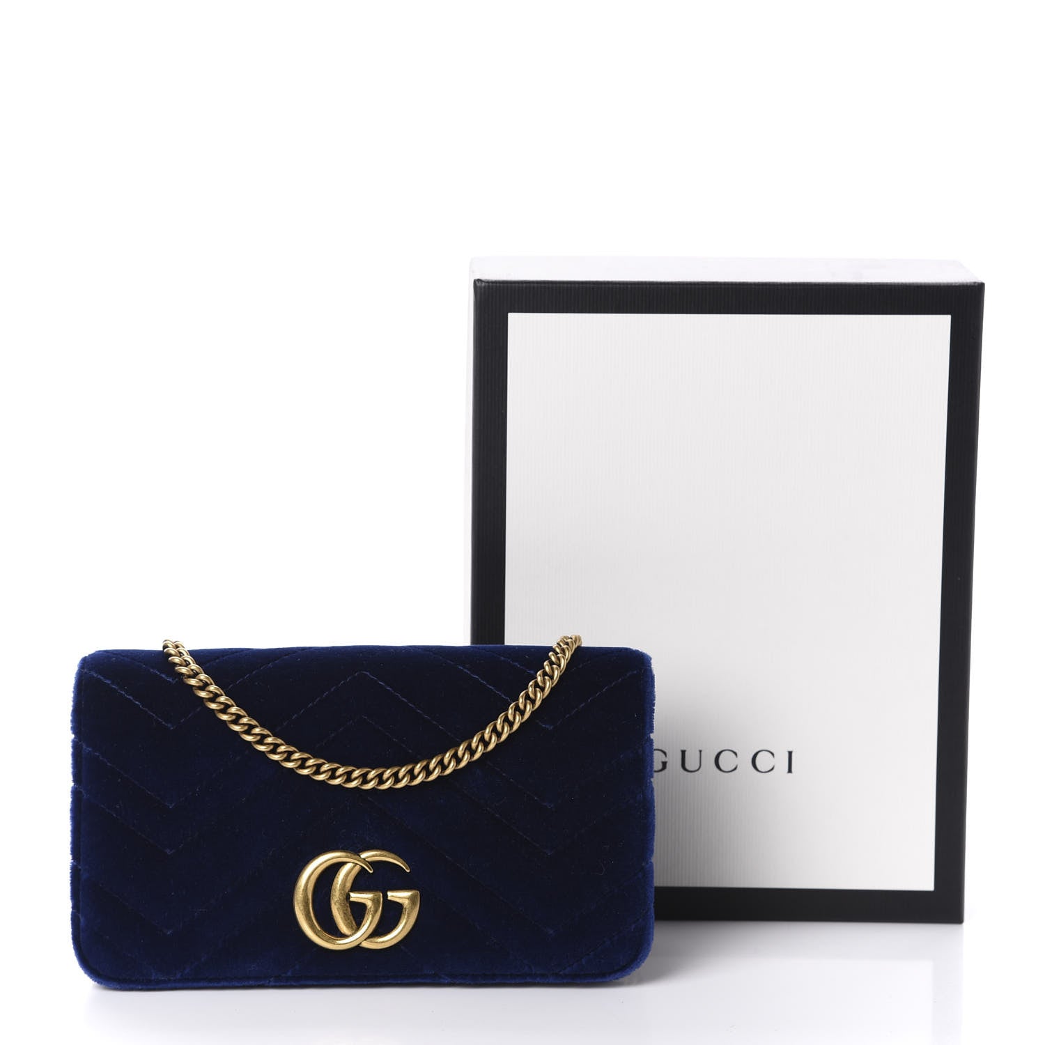 Gucci Velvet Matelasse GG Marmont Mini Bag Cobalt Blue 10 of 10