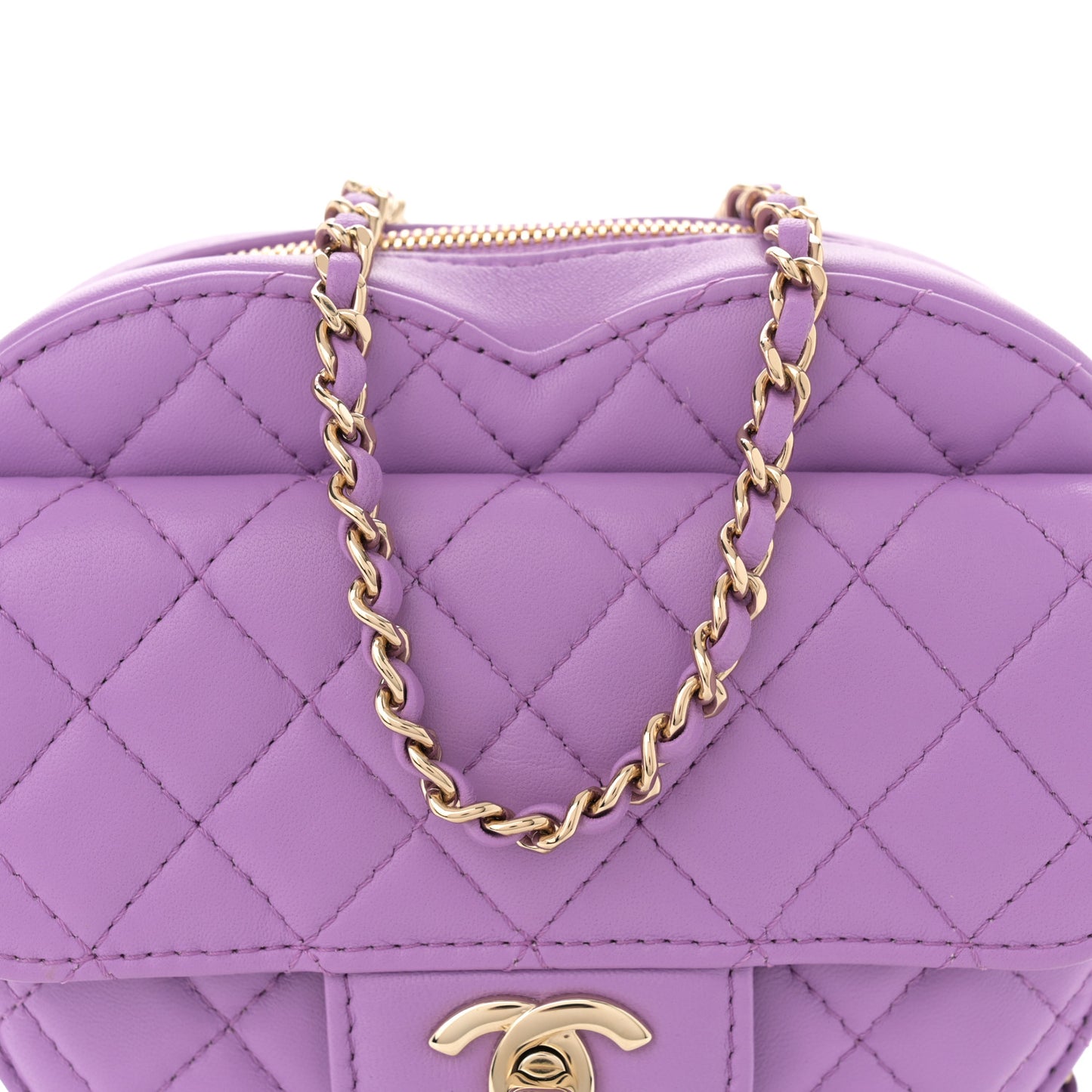 Lambskin Quilted CC In Love Heart Bag Purple
