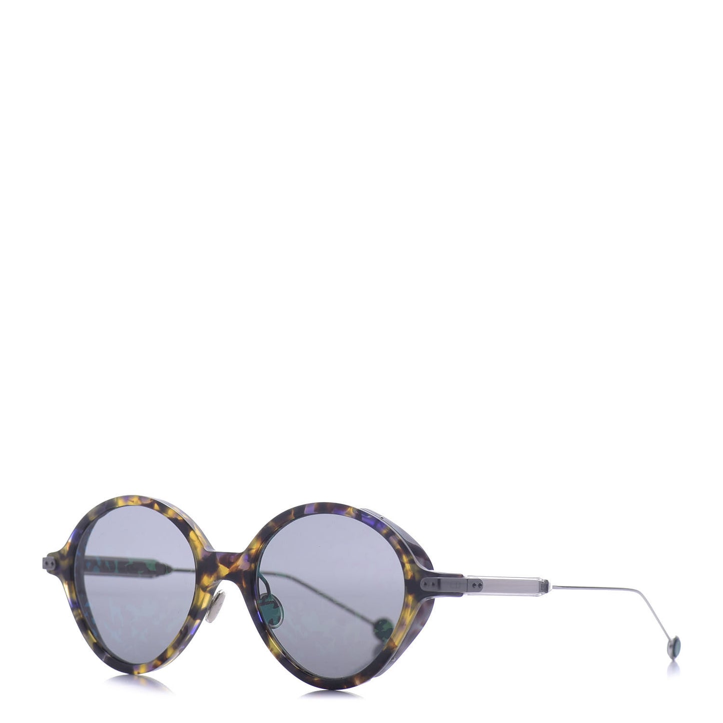 Acetate Leaf Print Umbrage Round Sunglasses Green Foliage