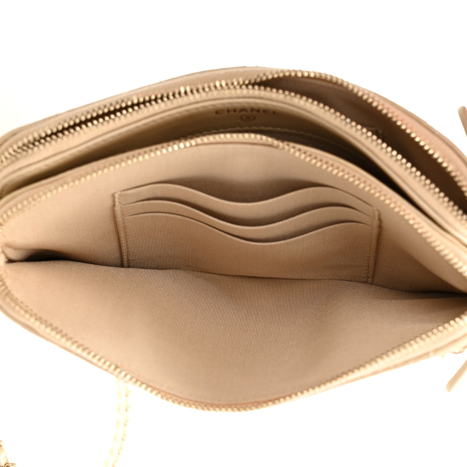 Chanel Iridescent Lambskin Quilted Pearl Clutch With Chain Beige 7 of 14