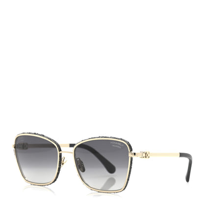 Chanel Metal Calfskin Denim Sunglasses 4289-Q Black 1 of 9