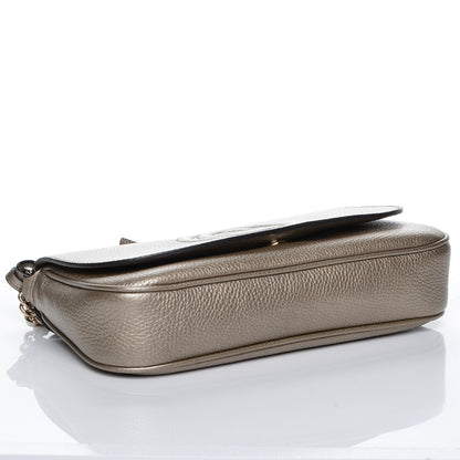Gucci Metallic Pebbled Calfskin Medium Soho Flap Crossbody Golden Beige 4 of 7