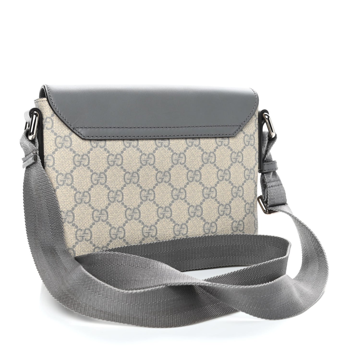 GG Supreme Monogram Selleria Calfskin Small Satchel Messenger Bag Ecru Grigio