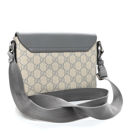 Gucci GG Supreme Monogram Selleria Calfskin Small Satchel Messenger Bag Ecru Grigio 2 of 6