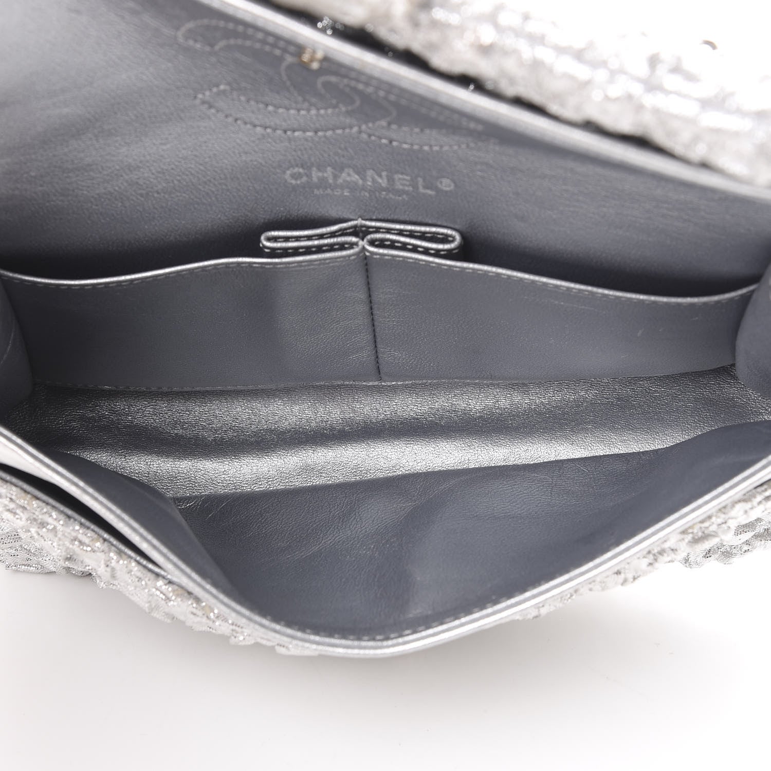 Chanel Metallic Lame Quilted Small Double Flap Silver 4 of 12