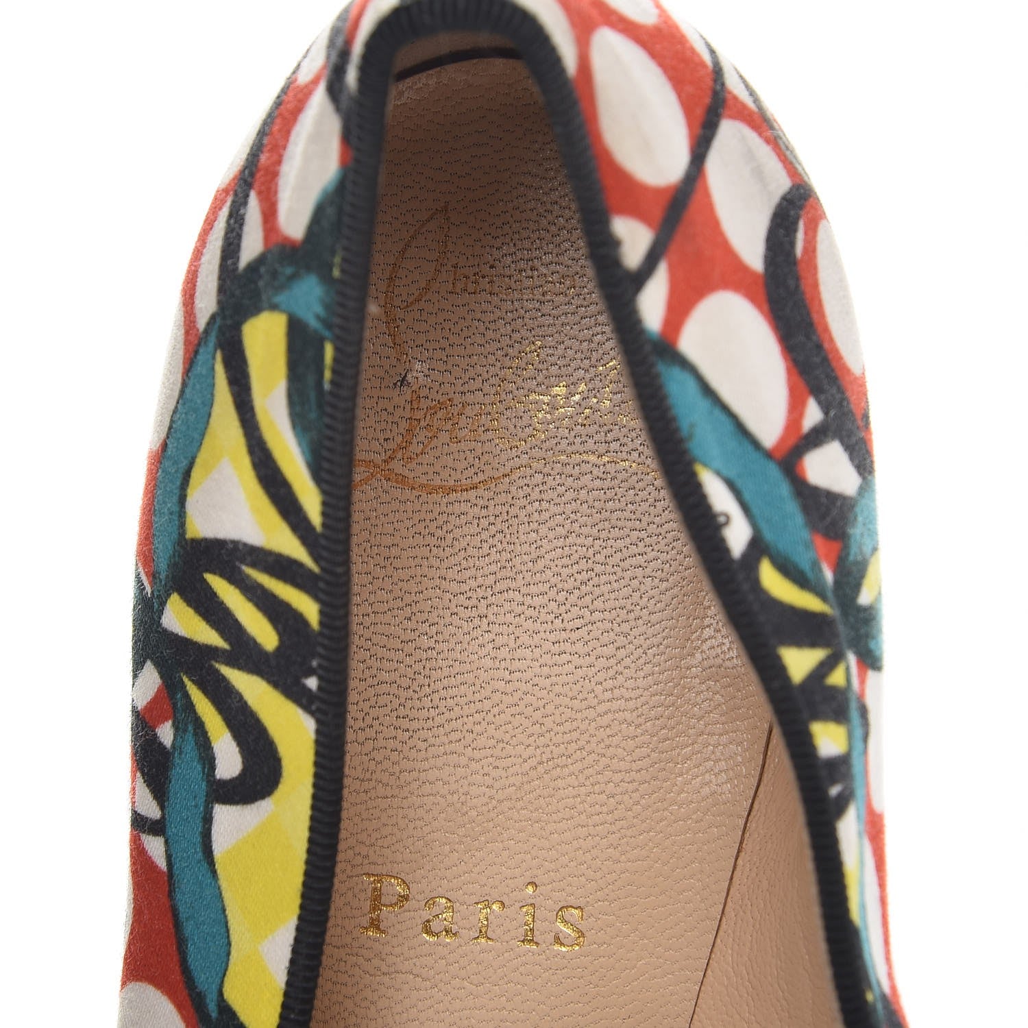 Christian Louboutin Fabric Sakouette Face Spikes Polka Dot Loafers 36.5 Multicolor Silver 10 of 14