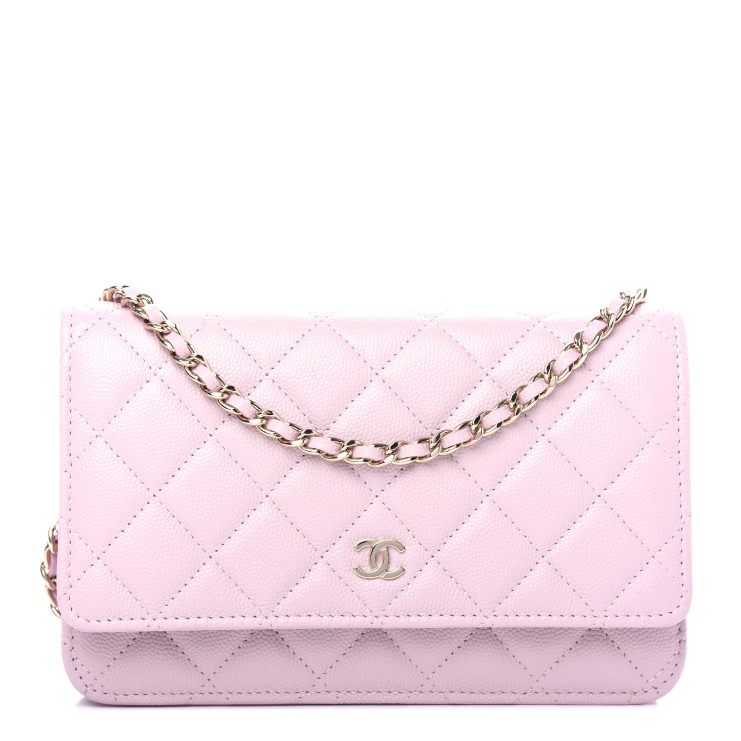 Caviar Quilted Wallet On Chain WOC Light Pink
