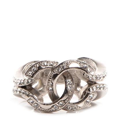 Chanel Crystal CC Ring Silver 6 1 of 4