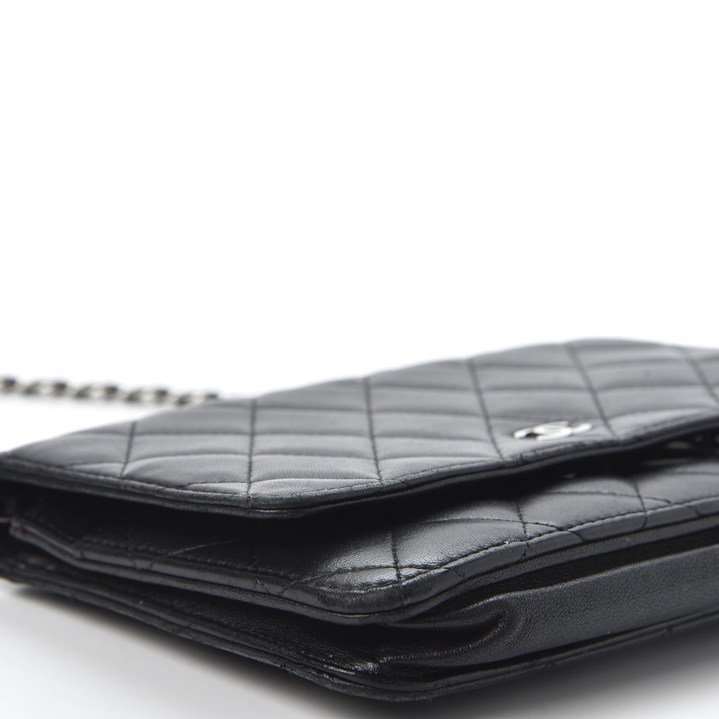Lambskin Quilted Wallet On Chain WOC Black