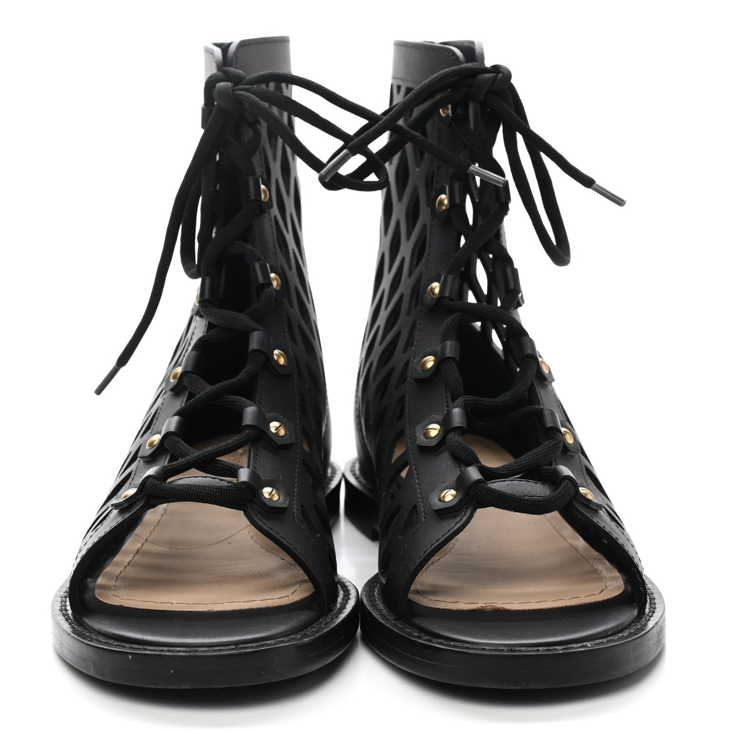 Christian Dior Matte Calfskin D-Trap Sandals 35.5 Black 2 of 10