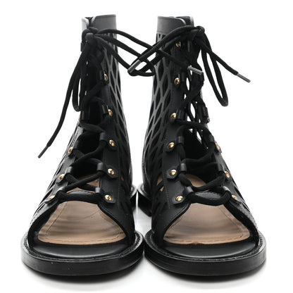 Christian Dior Matte Calfskin D-Trap Sandals 35.5 Black 2 of 10