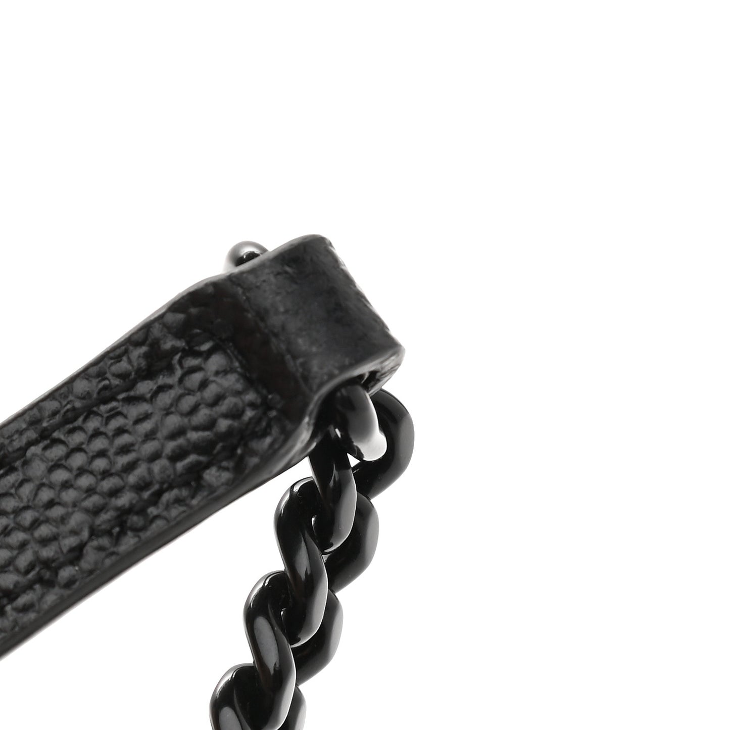 Grain De Poudre Matelasse Chevron Monogram Monochrome Envelope Chain Wallet Black