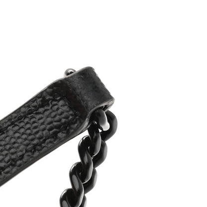 Saint Laurent Grain De Poudre Matelasse Chevron Monogram Monochrome Envelope Chain Wallet Black 13 of 13