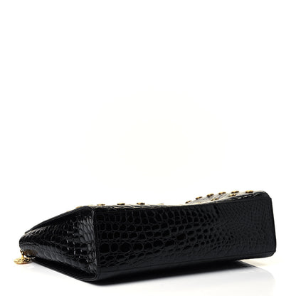 Versace Croc Stamped Patent Medusa Shoulder Bag Black 3 of 4