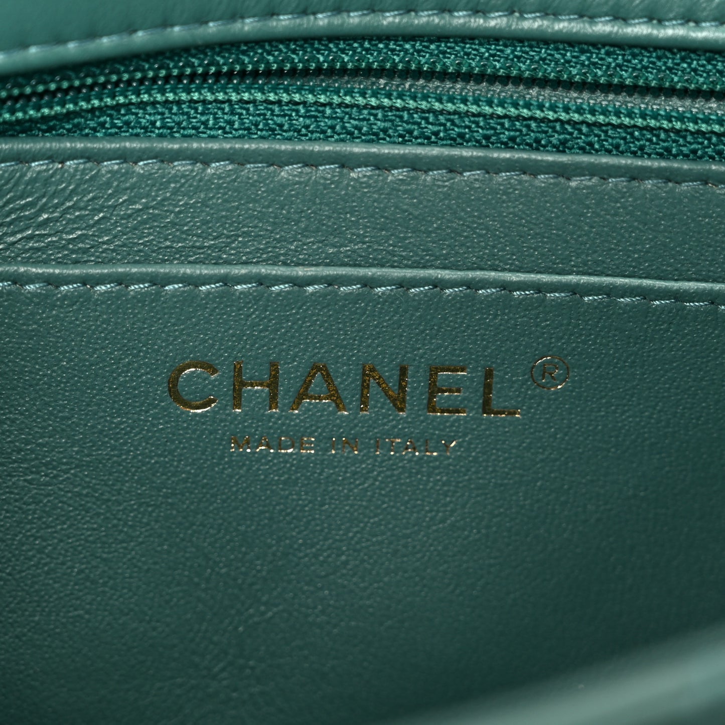 Lambskin Quilted Mini Rectangular Flap Dark Green