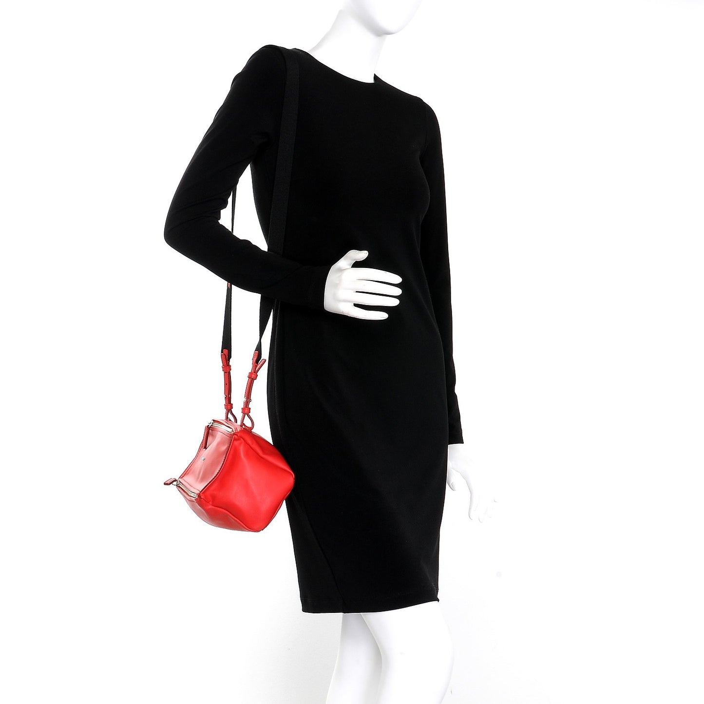 Calfskin Mini Pandora Logo Strap Medium Red