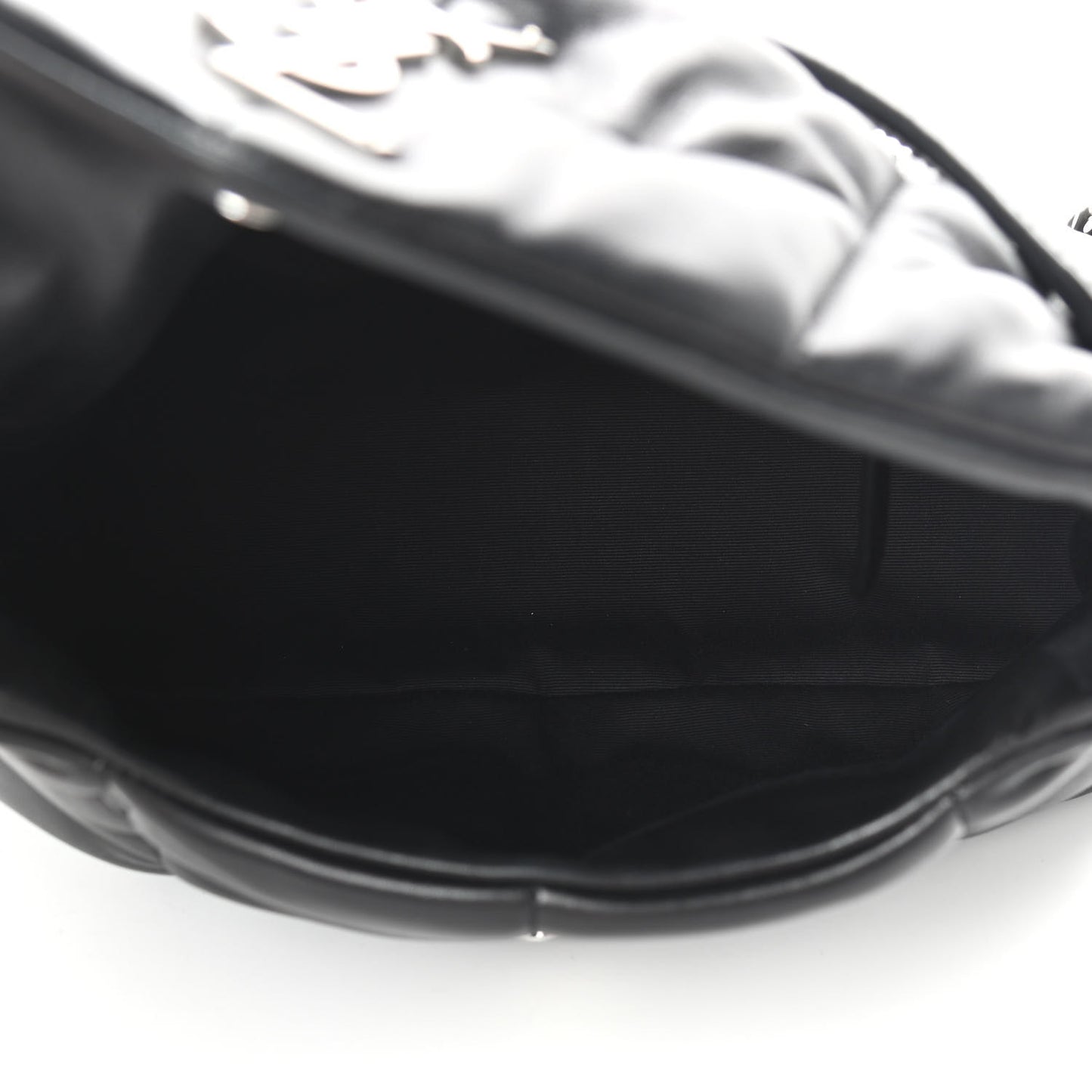 Lambskin Quilted Small Loulou Puffer Monogram Chain Satchel Black