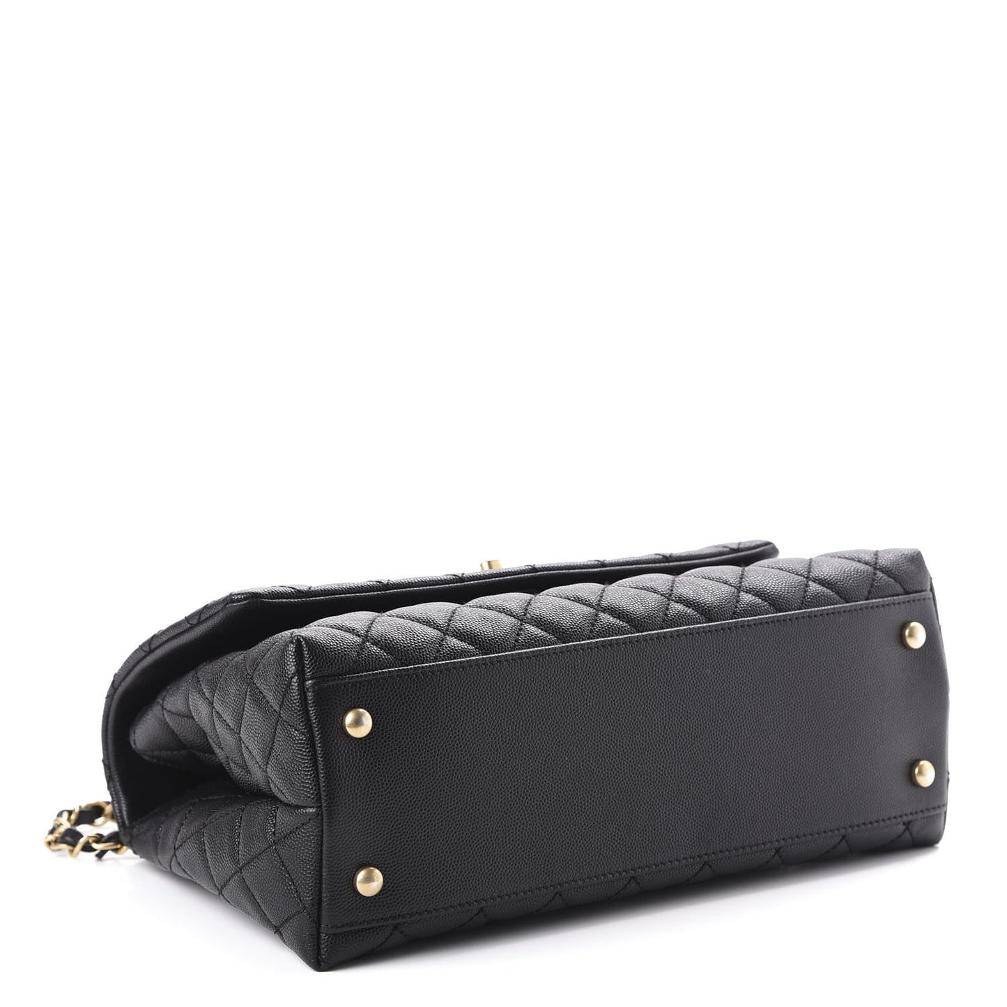 Caviar Lizard Embossed Quilted Small Coco Handle Flap Black