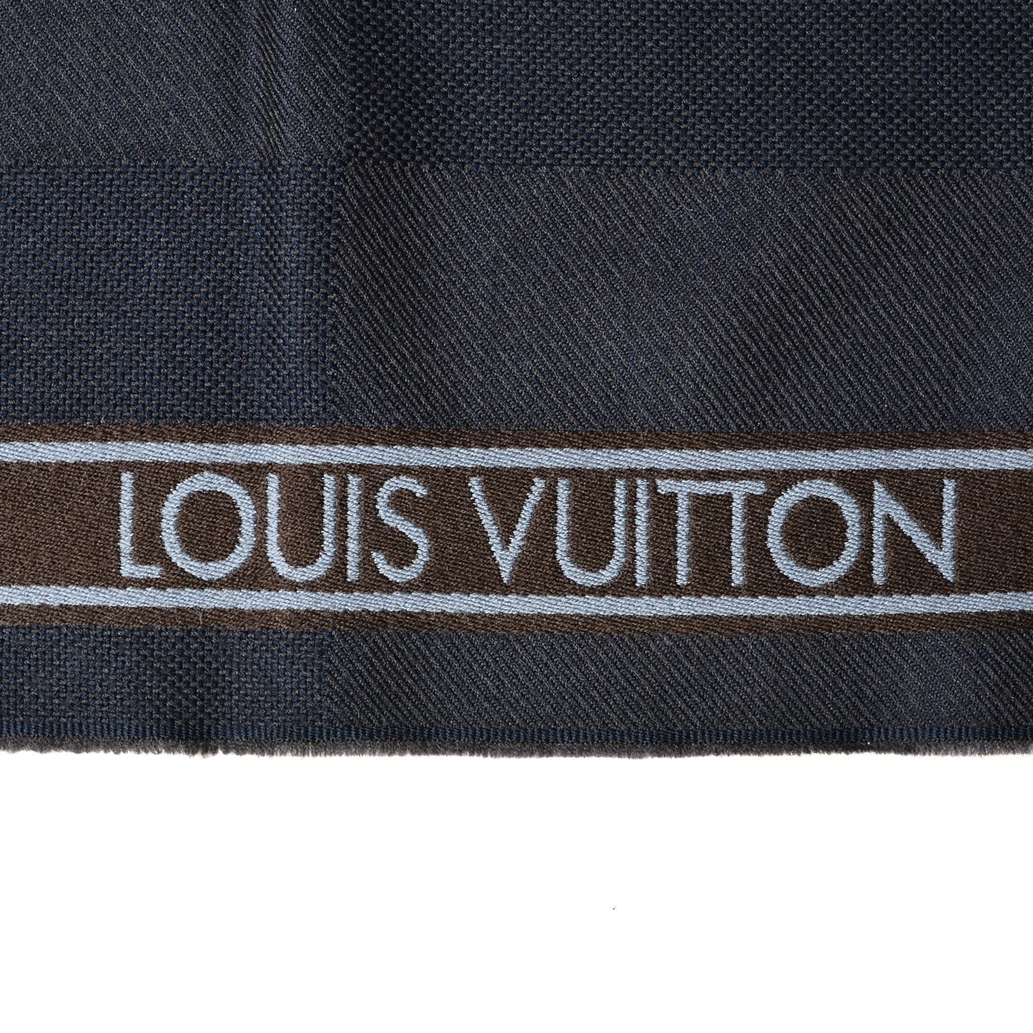 Wool Damier Geant Messager Scarf Navy