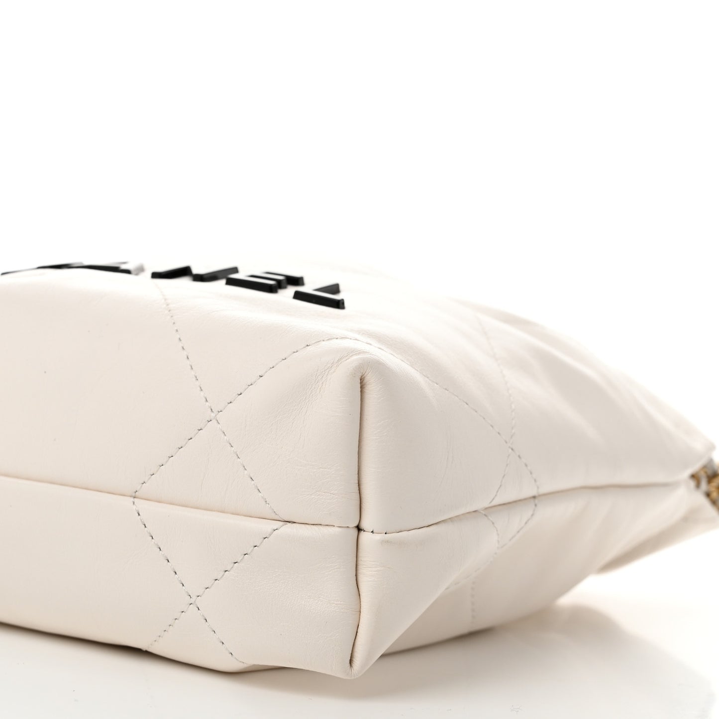 Shiny Calfskin Quilted Mini Chanel 22 White Black