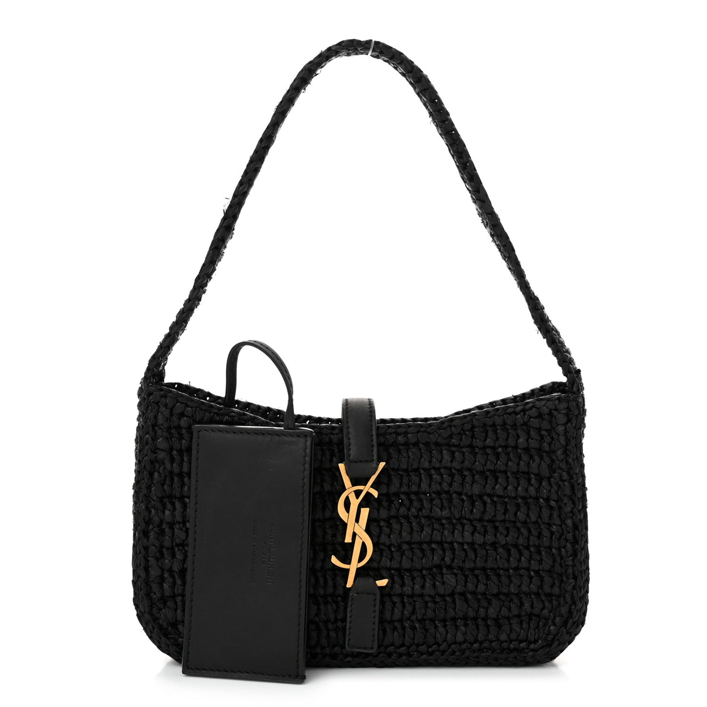 Raffia Calfskin Le 5 A 7 Mini Hobo Black