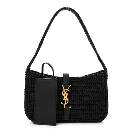 Saint Laurent Raffia Calfskin Le 5 A 7 Mini Hobo Black 3 of 11