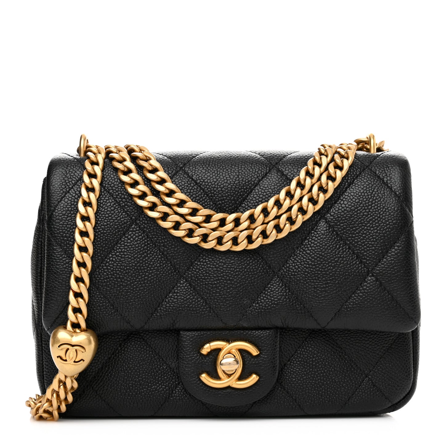 Caviar Quilted Mini Sweetheart Flap Black