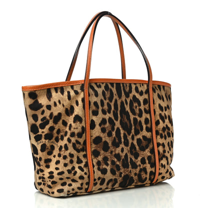 Dolce & Gabbana Canvas Leopard Print Medium Tote Arancio 3 of 11