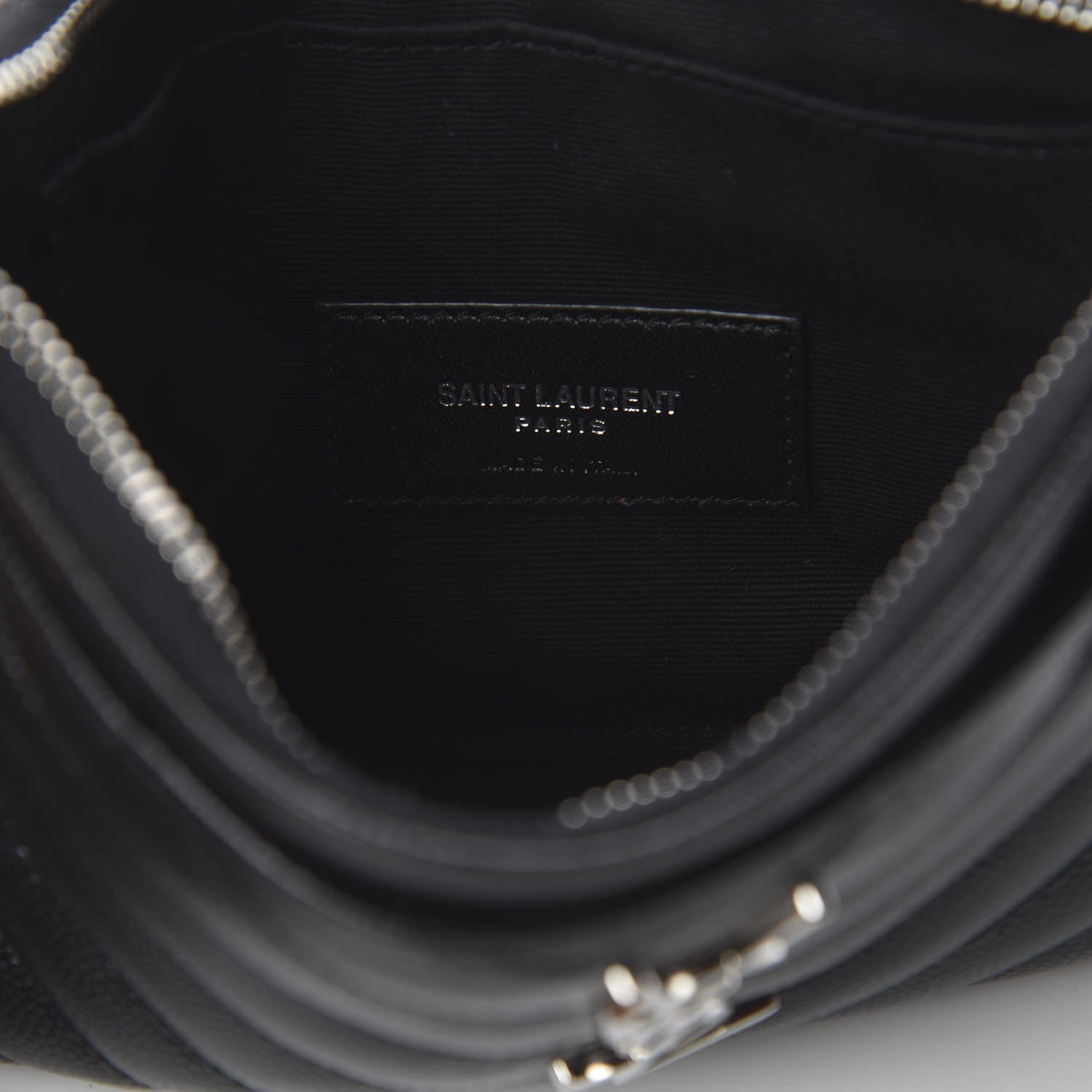 Saint Laurent Grain De Poudre Chevron Monogram Bill Pouch Black 5 of 5