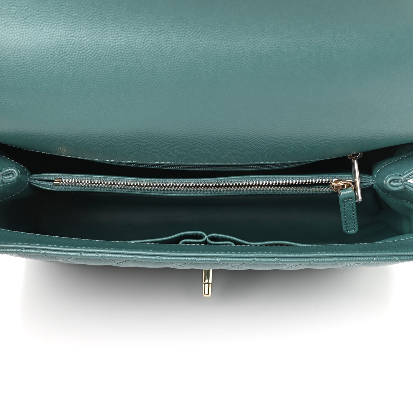 Caviar Quilted Medium Coco Handle Flap Dark Green